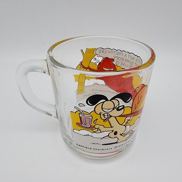 Vintage 1978 Garfield Glass Coffee Mug Odie Cartoon Mcdonalds Cup Odie Comics - Picture 1 of 11